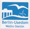 Aufkleber Radweg Berlin-Usedom blau-weiß (4x4cm)