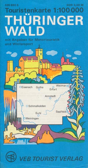 DDR Touristenkarte Thüringer Wald Maßstab 1:100.000